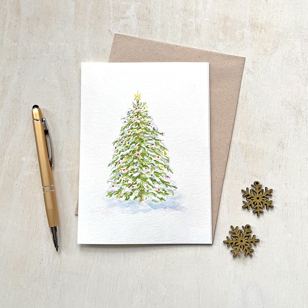 Linen Texture Christmas Lights Card, Christmas Card, Holiday Greeting,  Seasonal Cards, Merry Christmas, Cute Christmas Card, Holiday Lights