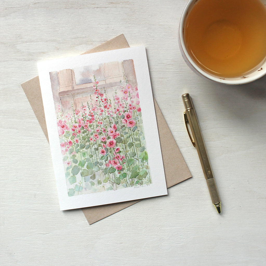 Card with watercolor flowers -  English