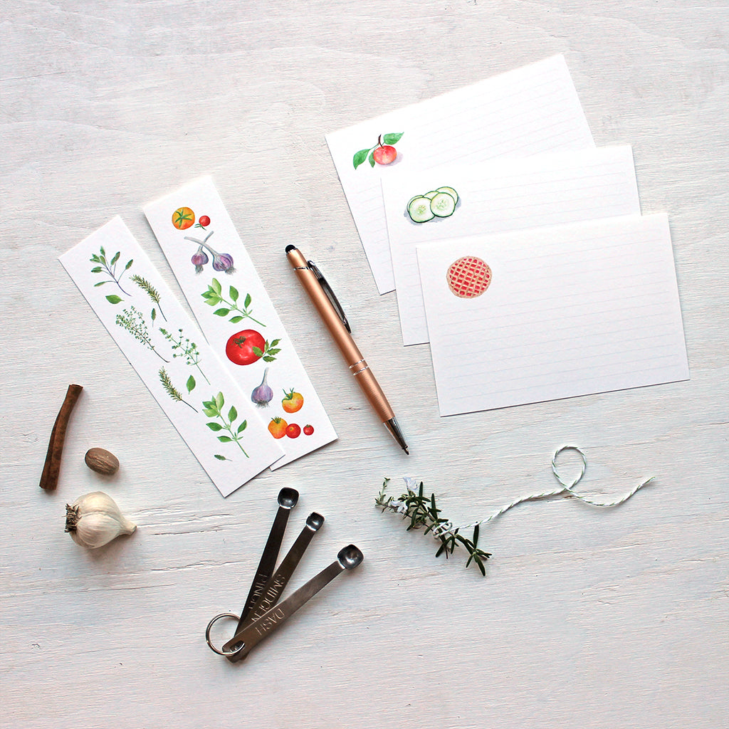 Personalized Recipe Cards - Pretty Watercolor Flowers