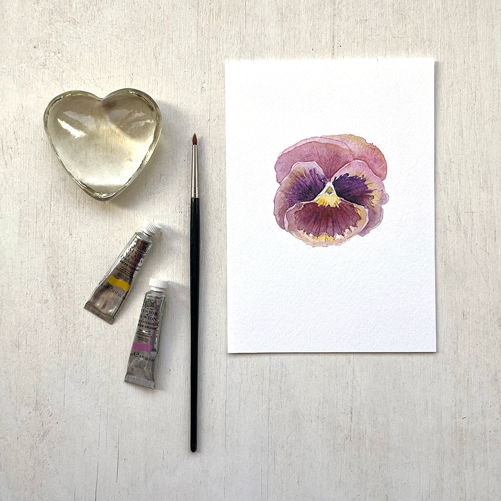 Pansy Watercolor Print - Burgundy