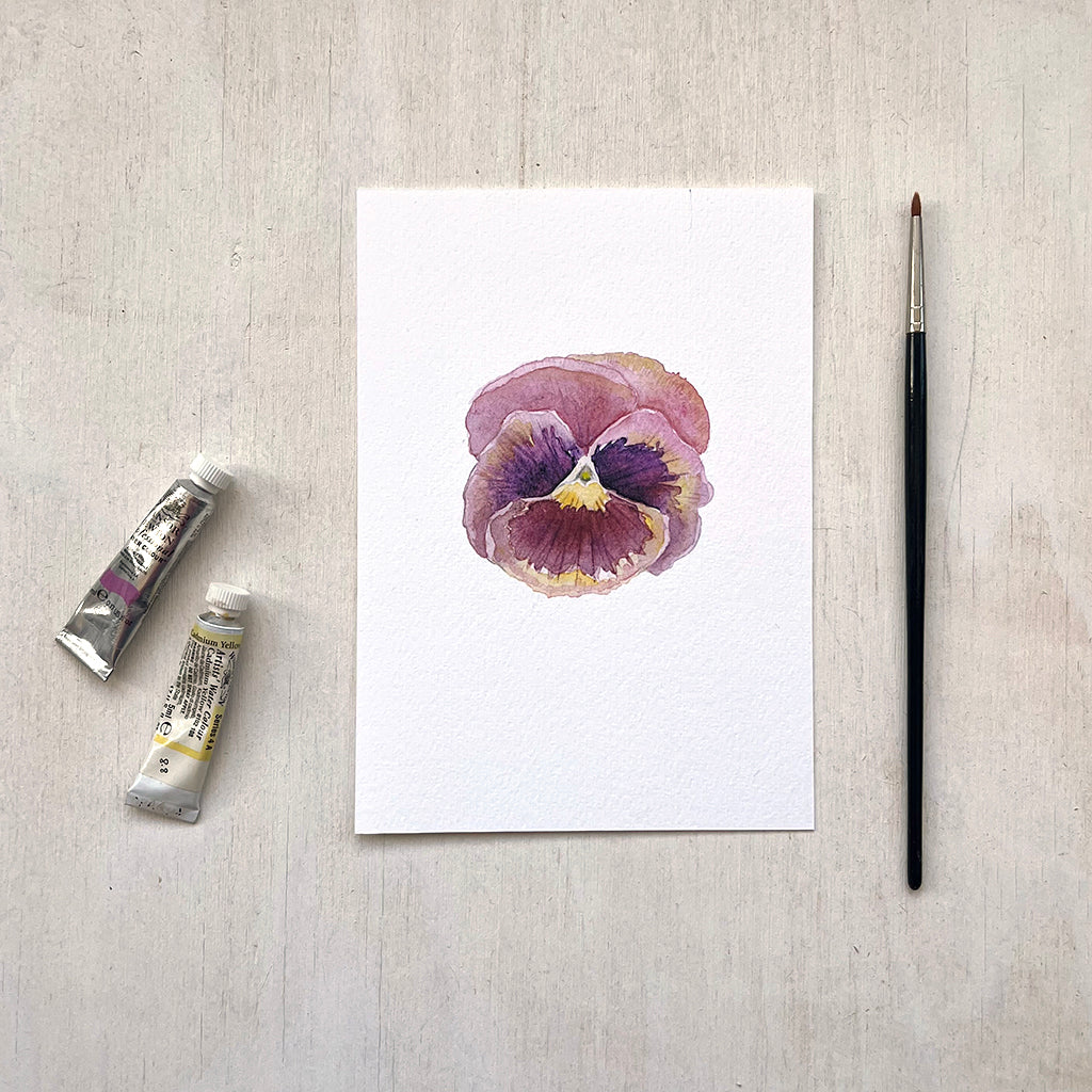 Pansy Watercolor Print - Burgundy