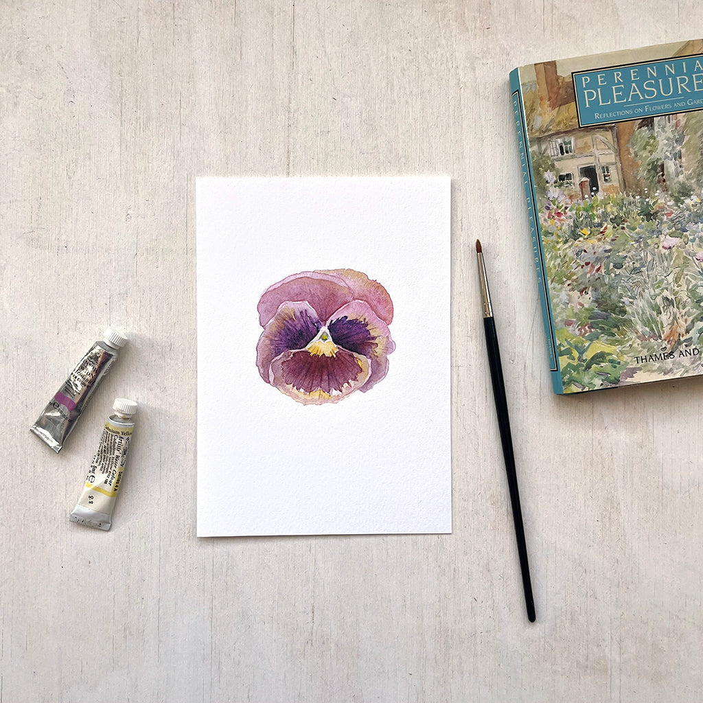 Pansy Watercolor Print - Burgundy